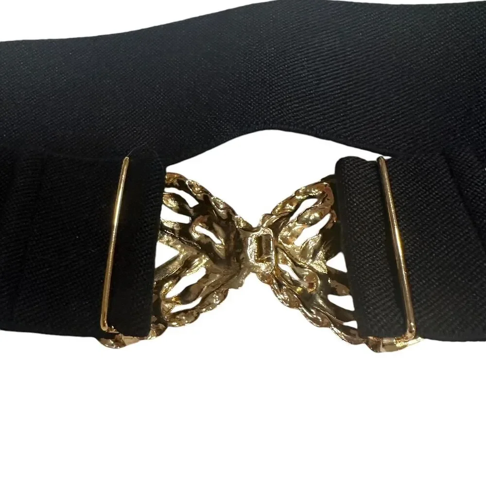 Vintage Women's Navy and Gold Nautical Style Gold Tone Rope Belt